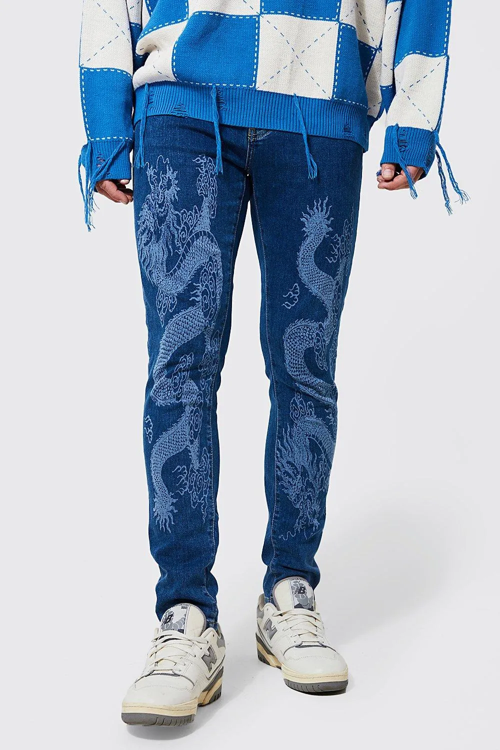 Skinny Stretch Dragon Print Jeans