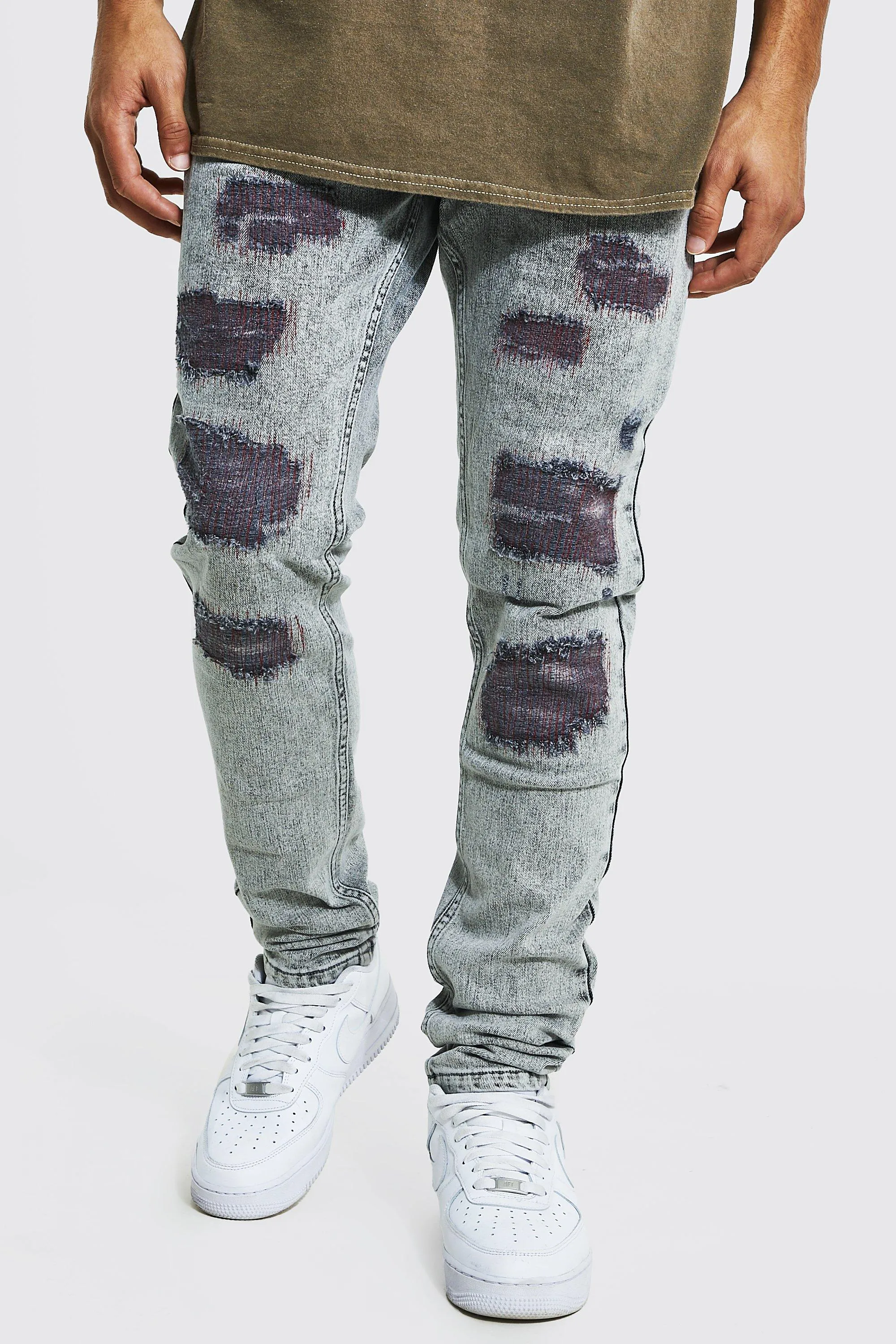 Skinny Stretch Rip & Repair Distressed Jeans