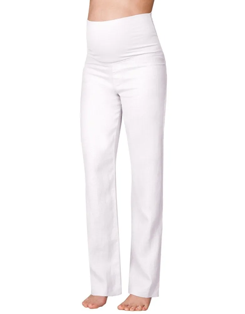 Smart White Linen Maternity Trousers