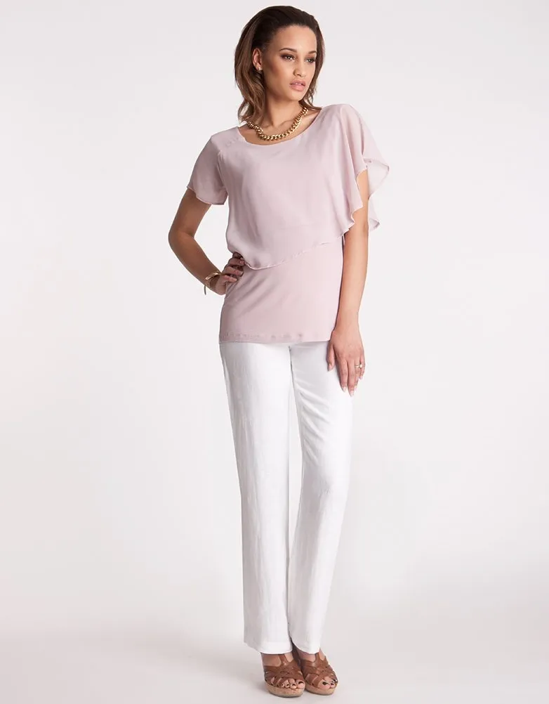 Smart White Linen Maternity Trousers