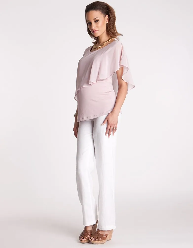 Smart White Linen Maternity Trousers