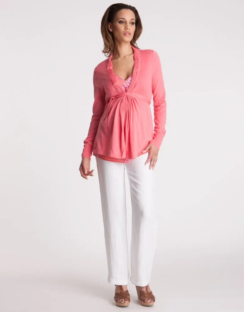 Smart White Linen Maternity Trousers