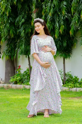 Soothing Pastel Floral Maternity Flow Dress