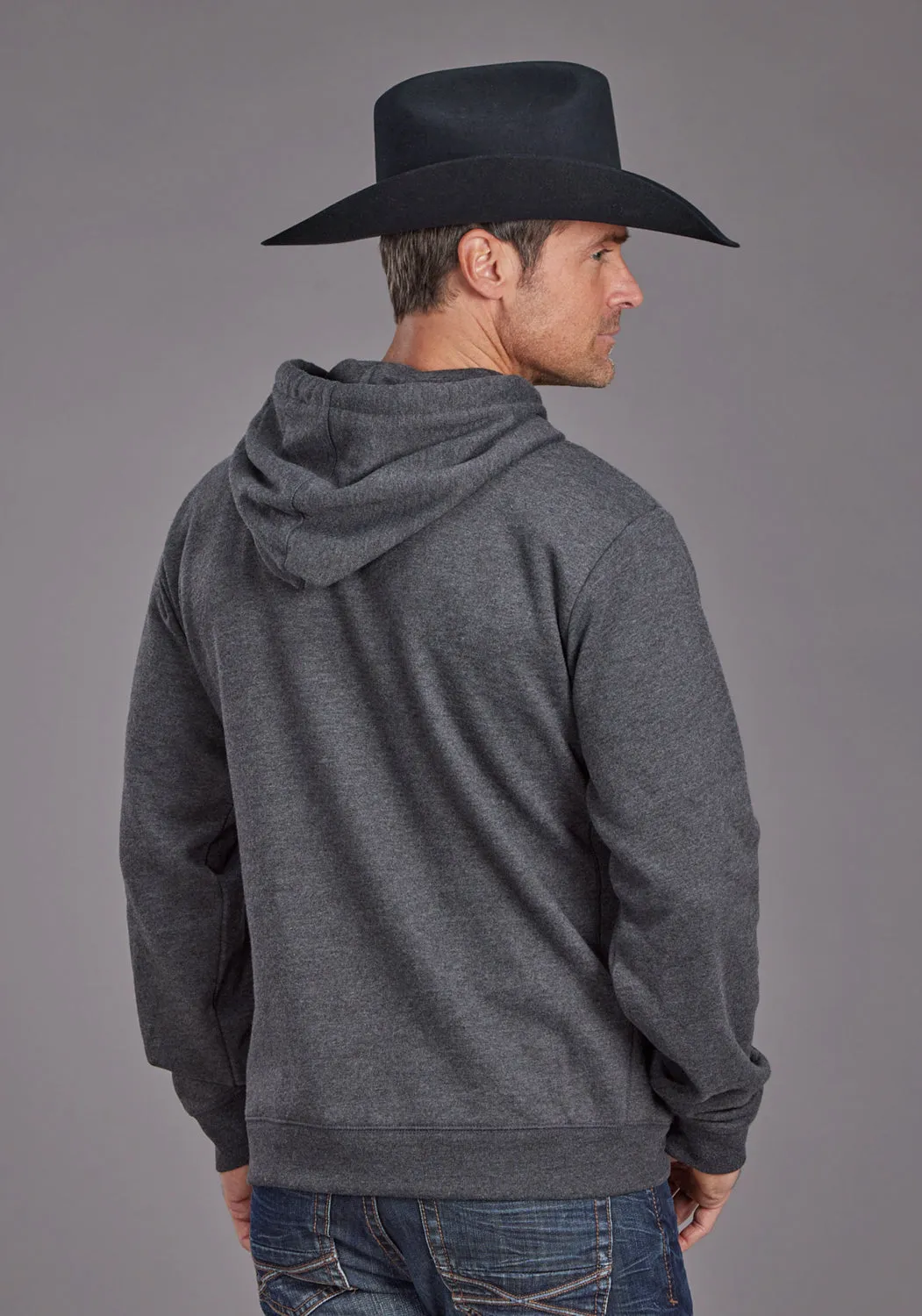 Stetson Mens Distressed Logo Black Cotton Blend Hoodie