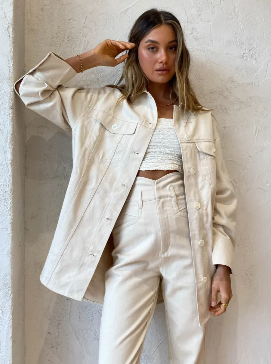 Suboo Abbie Oversized Panelled Jacket in Cream