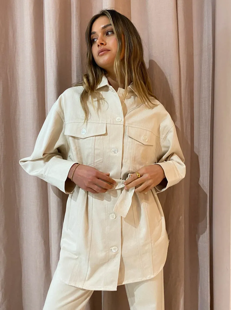 Suboo Abbie Oversized Panelled Jacket in Cream