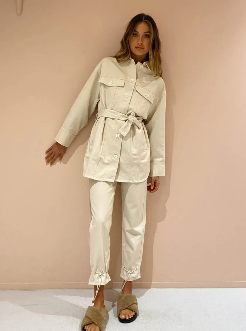 Suboo Abbie Oversized Panelled Jacket in Cream