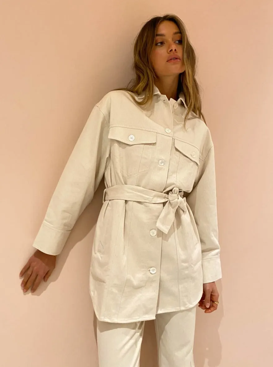 Suboo Abbie Oversized Panelled Jacket in Cream