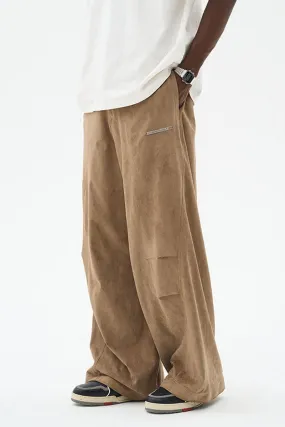 Suede Pleated Flared Trousers - EU Only