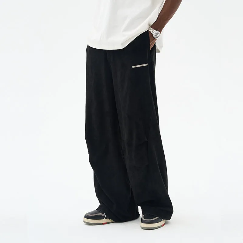 Suede Pleated Flared Trousers - EU Only