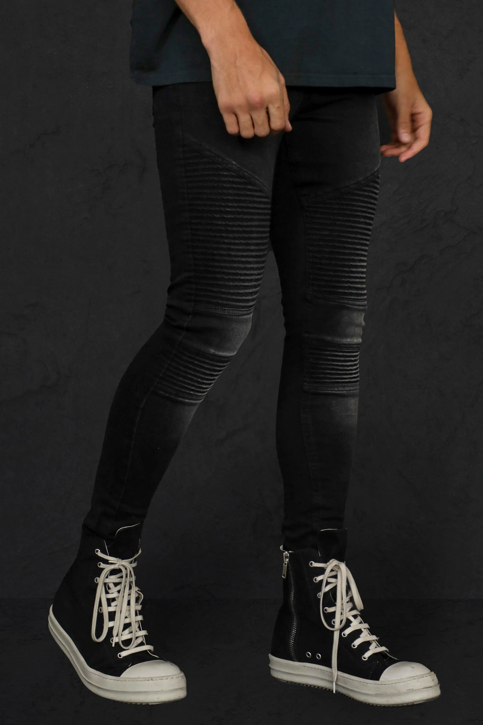 Super Skinny Biker Panelled Jeans