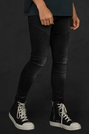 Super Skinny Biker Panelled Jeans