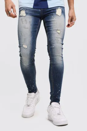 Super Skinny Paint Splatter Distressed Jeans