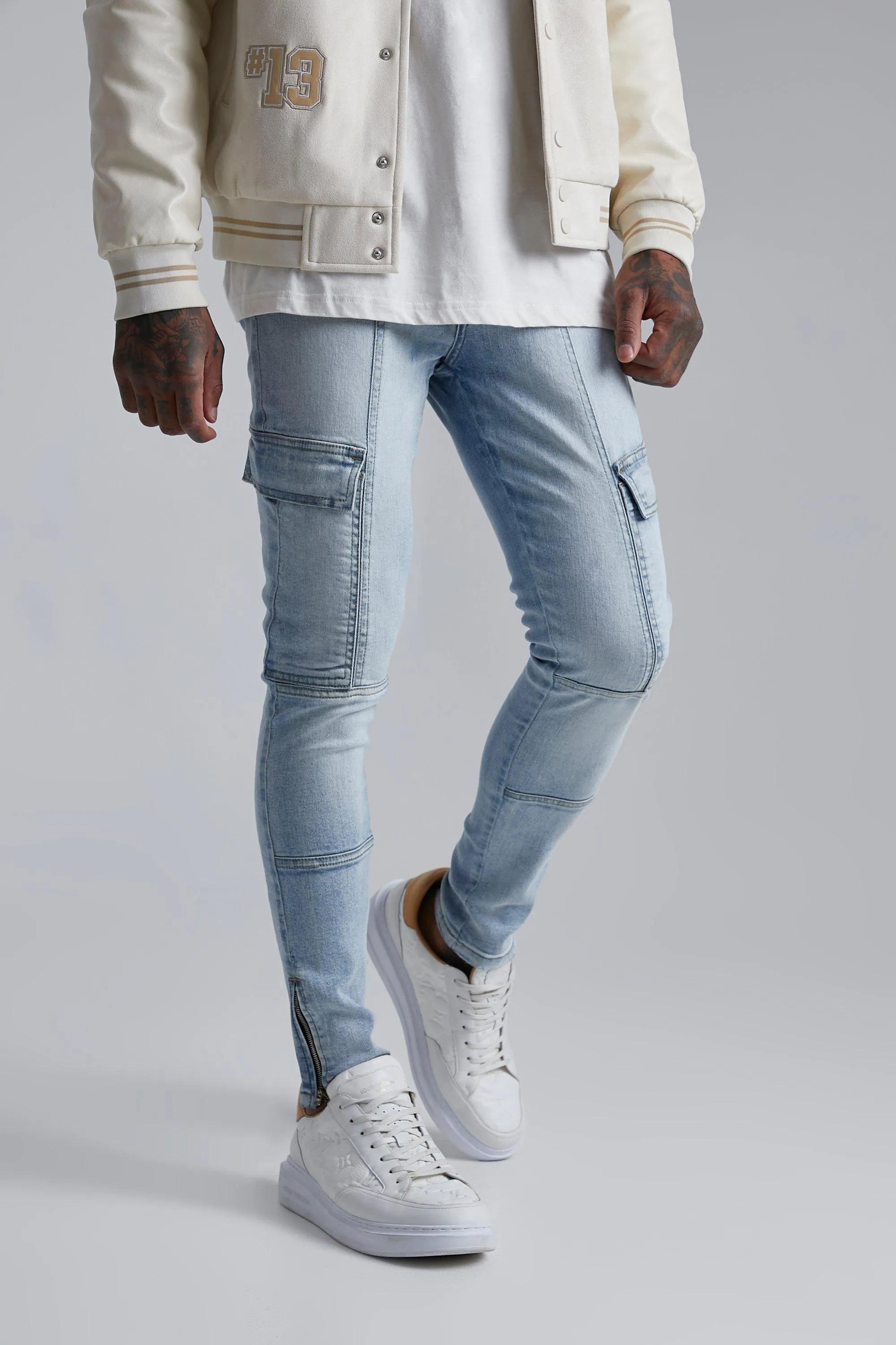 Super Skinny Panelled Cargo Jeans