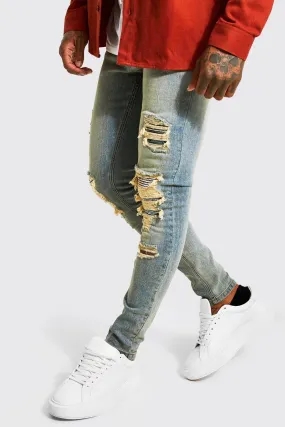 Super Skinny Rip & Repair Biker Jeans