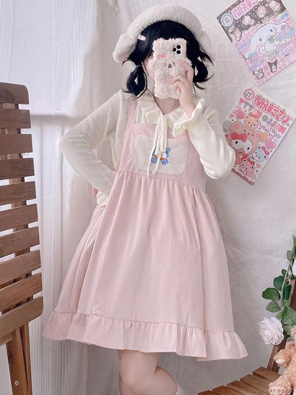 Sweet Lolita Dress Polyester Sleeveless Bows Jumper Dress