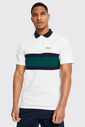 Tall Man Script Colour Block Polo