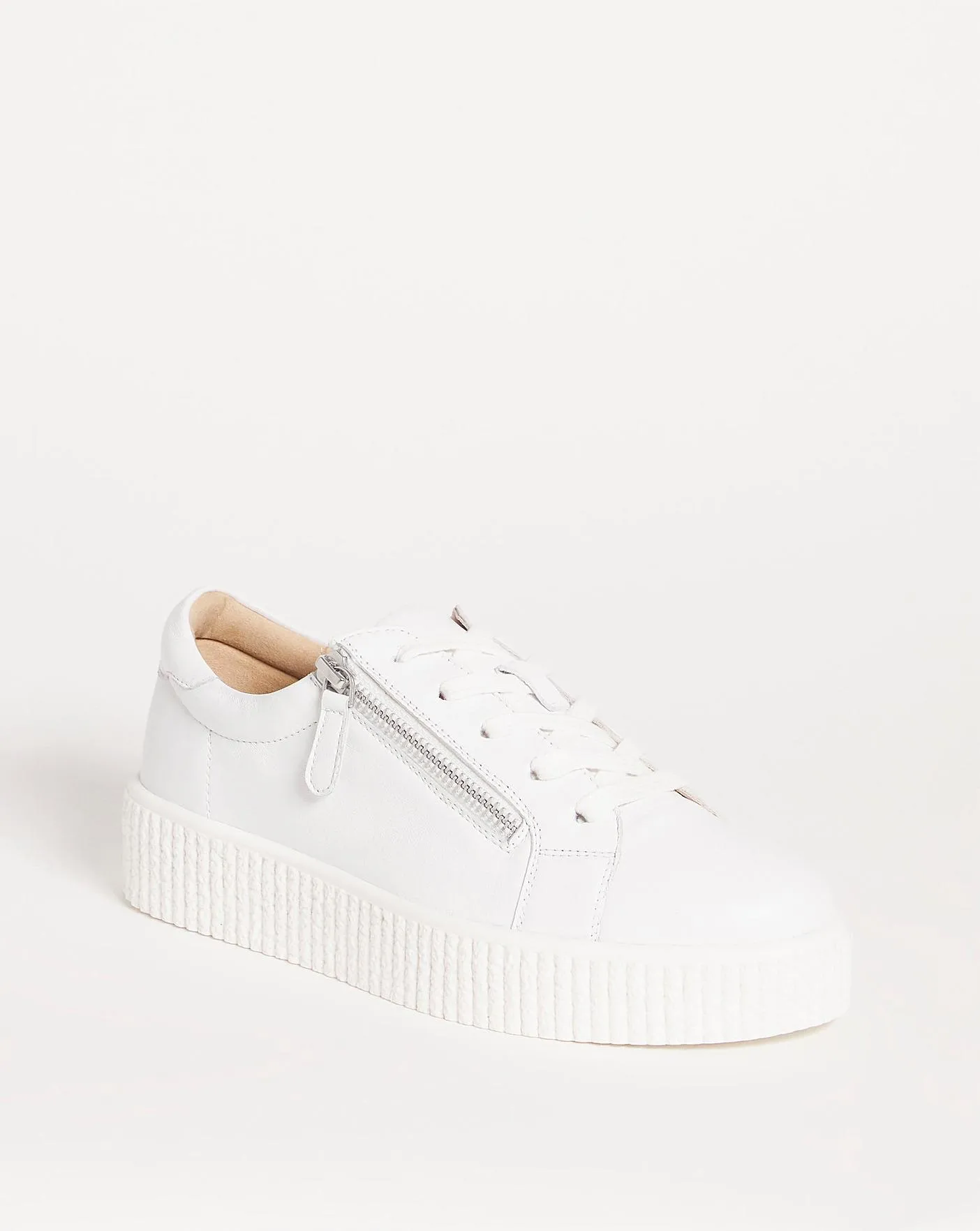 Talulah Leather Side Zip Trainers Extra Wide EEE Fit