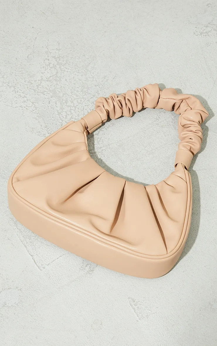 Tan Extreme Ruched Handle Shoulder Bag | Accessories