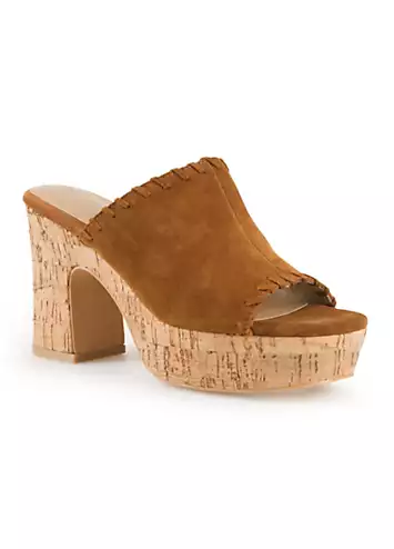 Tan Suede Whipstitch Mule Sandals by Freemans | Look Again