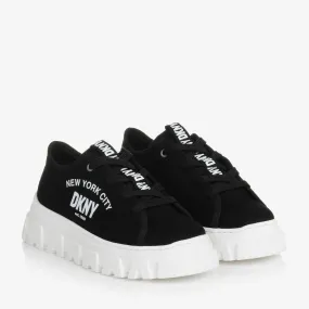 Teen Girls Black & White Canvas Trainers