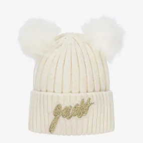 Teen Girls Ivory Pom-Pom Hat