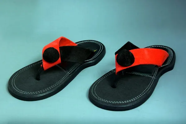 The Akan Black ornament open handmade Slipper