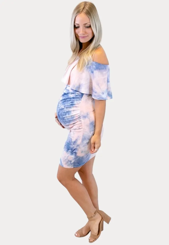 Tie Dye Gender Reveal Maternity Dress