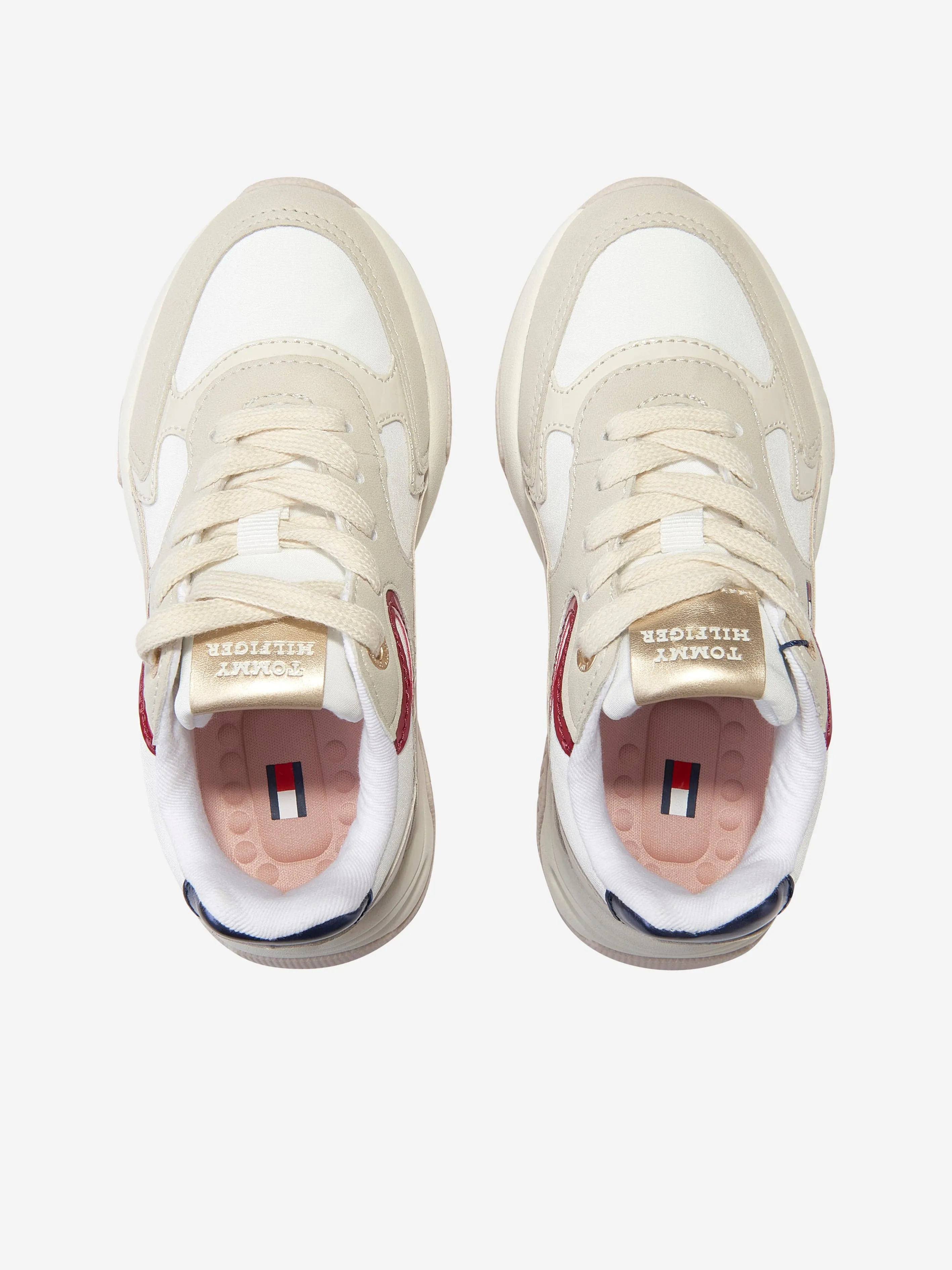 Tommy Hilfiger Girls Low Cut Lace-Up Trainers in Beige