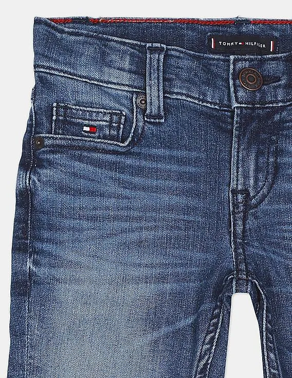 Tommy Hilfiger Kids Boys Indigo Scanton Slim Fit Stone Wash Jeans