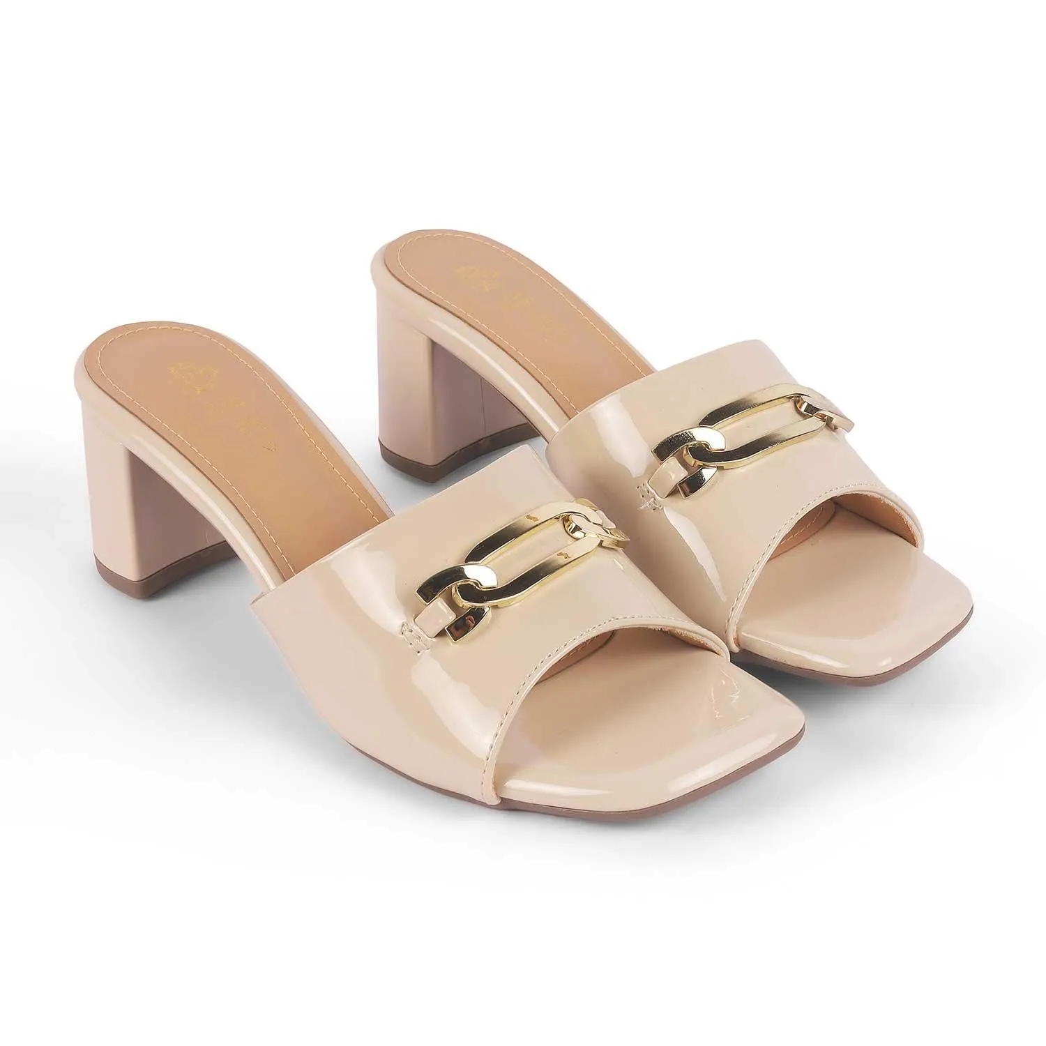 Tresmode Adare Beige Women's Dress Block Heel Sandals