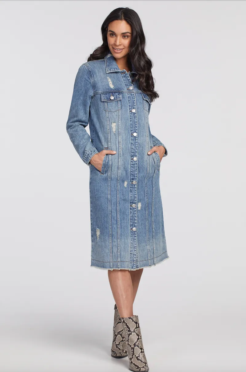 Tribal Long Duster Denim Jacket