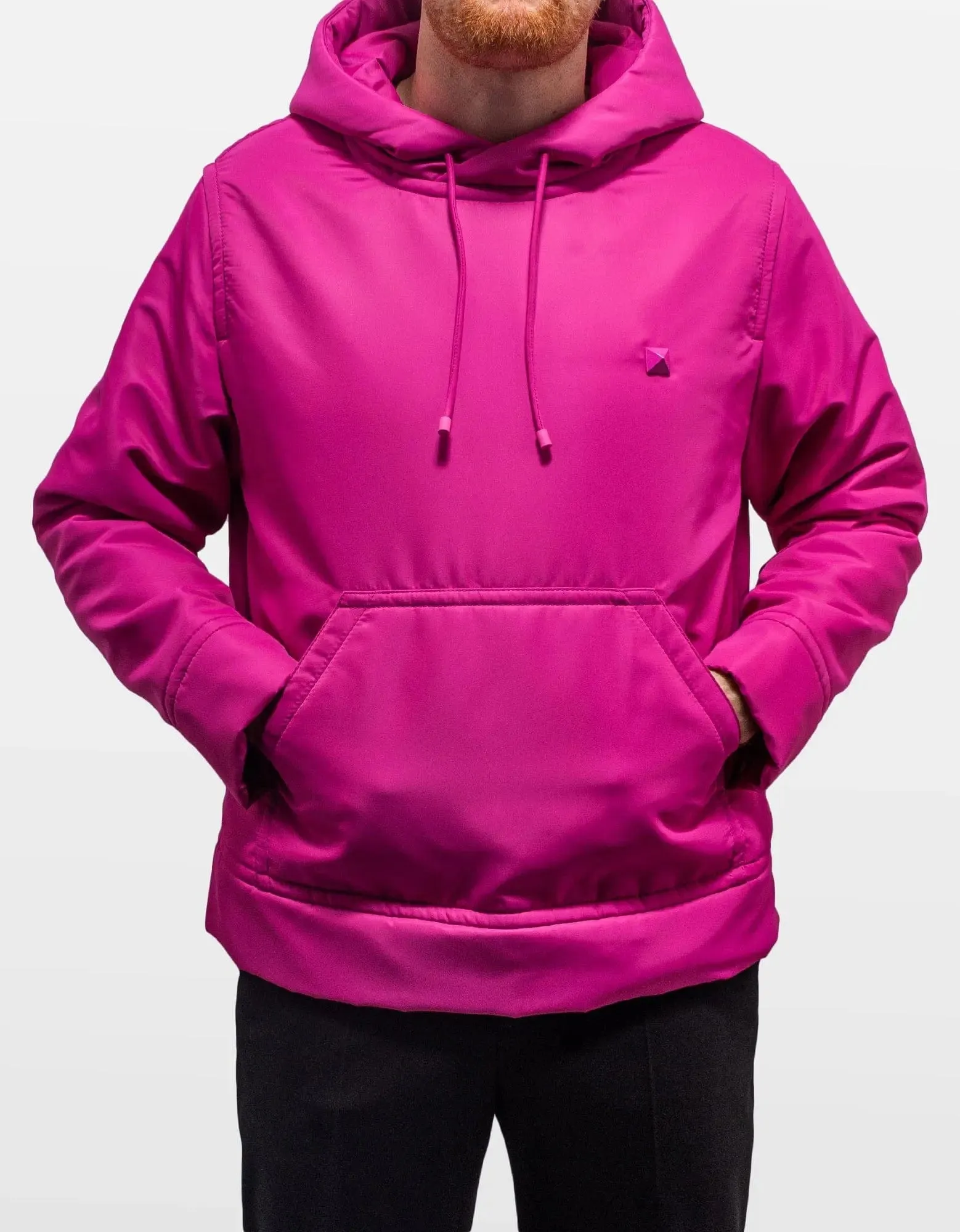 Valentino Garavani Pink PP Stud Detail Nylon Hoodie