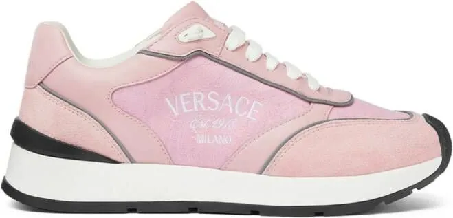 Versace logo-embroidered panelled sneakers Pink