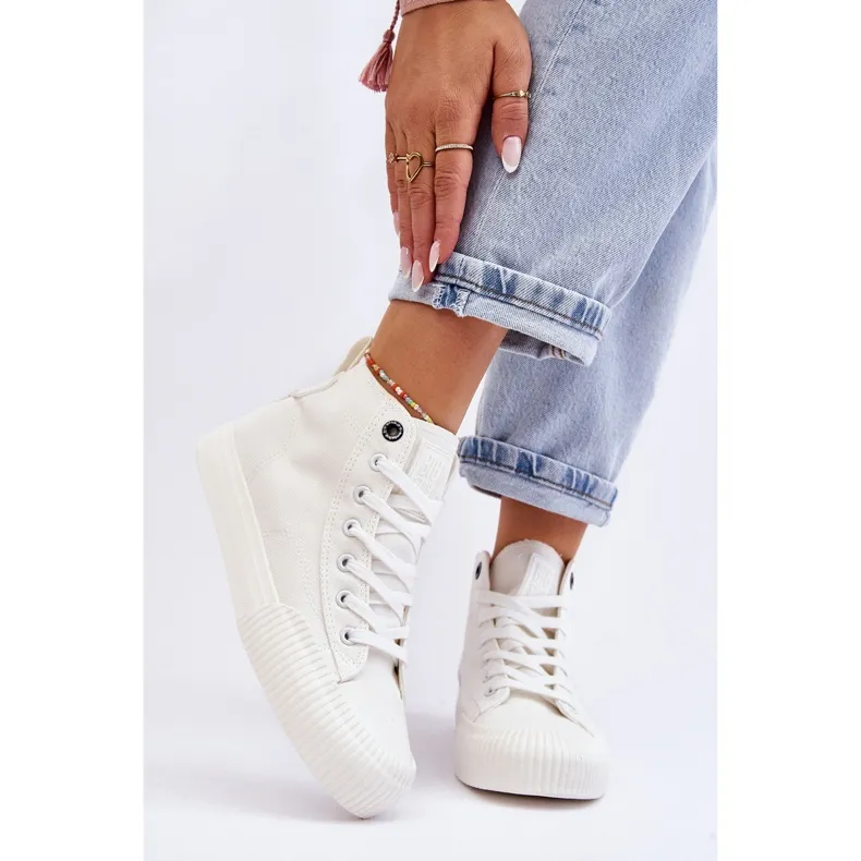 Women's Big Star Fabric High Top Sneakers LL274445 White