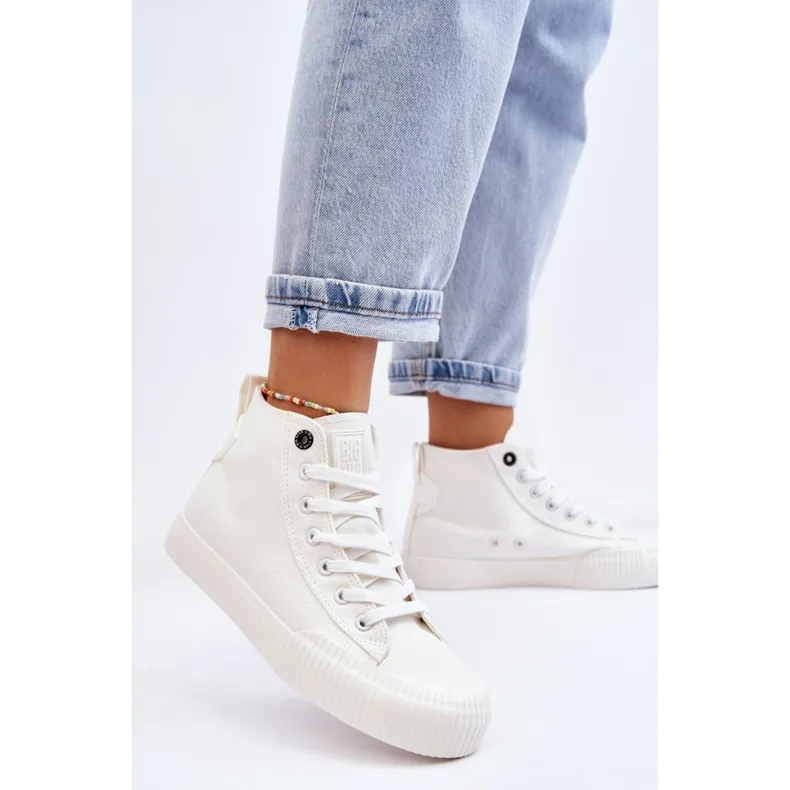 Women's Big Star Fabric High Top Sneakers LL274445 White