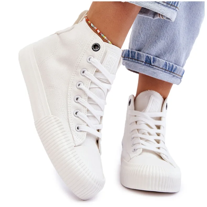 Women's Big Star Fabric High Top Sneakers LL274445 White