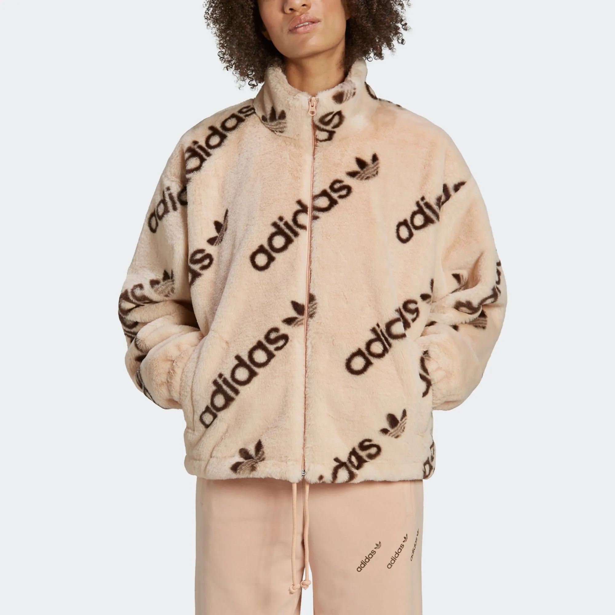 Women's adidas Originals Faux Fur Jacket Halo Blush