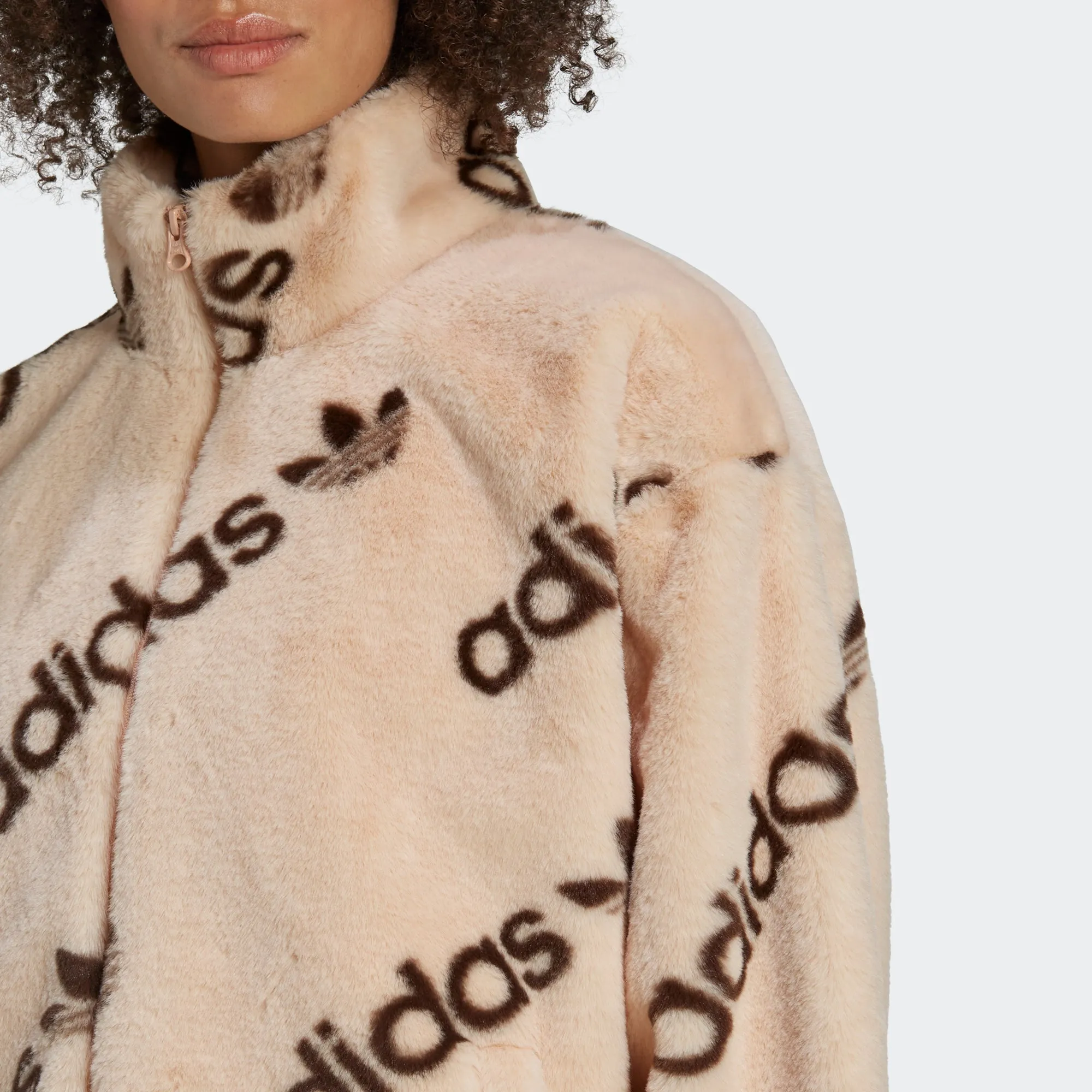 Women's adidas Originals Faux Fur Jacket Halo Blush