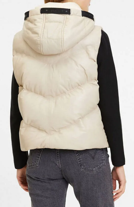 Women's cream quilted leather vest namica