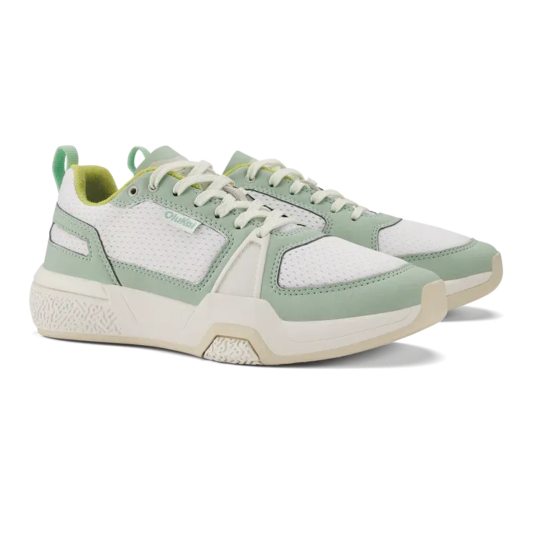 Women's Olukai Anau Pickleball Shoes Color: Bright White / Pale Mint