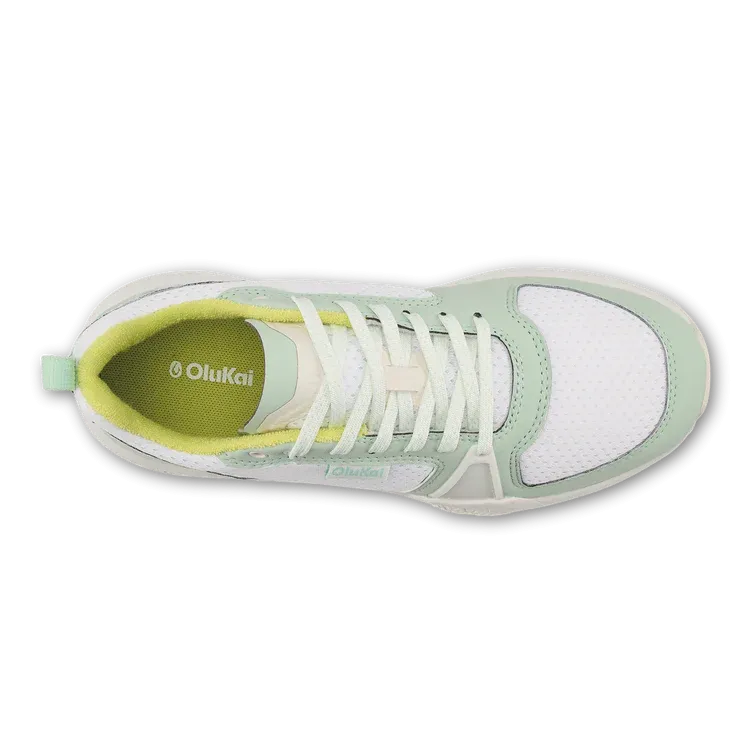 Women's Olukai Anau Pickleball Shoes Color: Bright White / Pale Mint