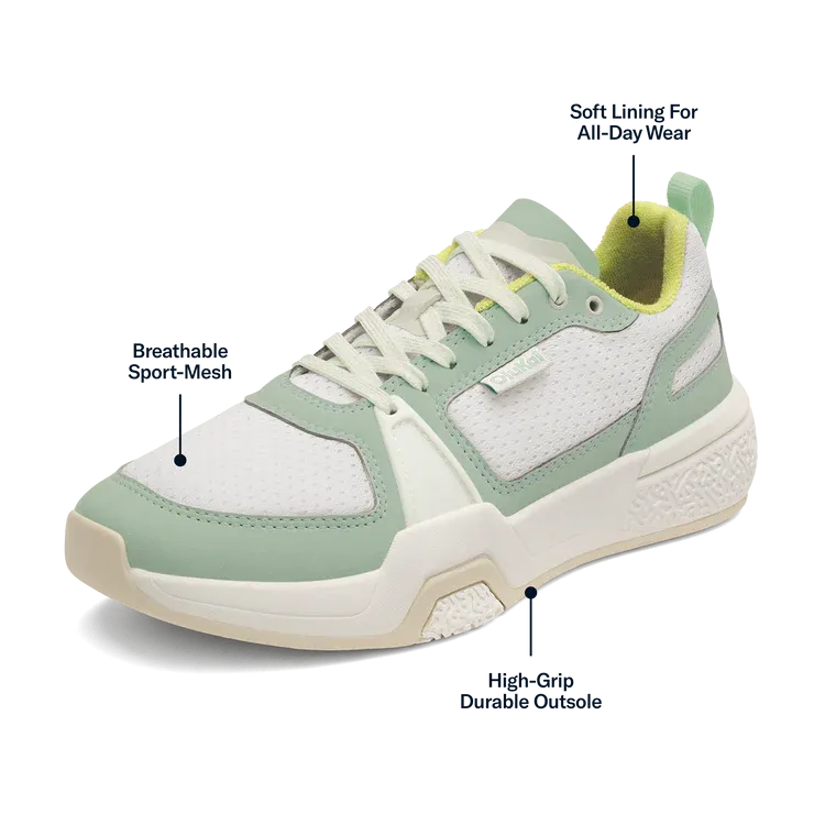 Women's Olukai Anau Pickleball Shoes Color: Bright White / Pale Mint