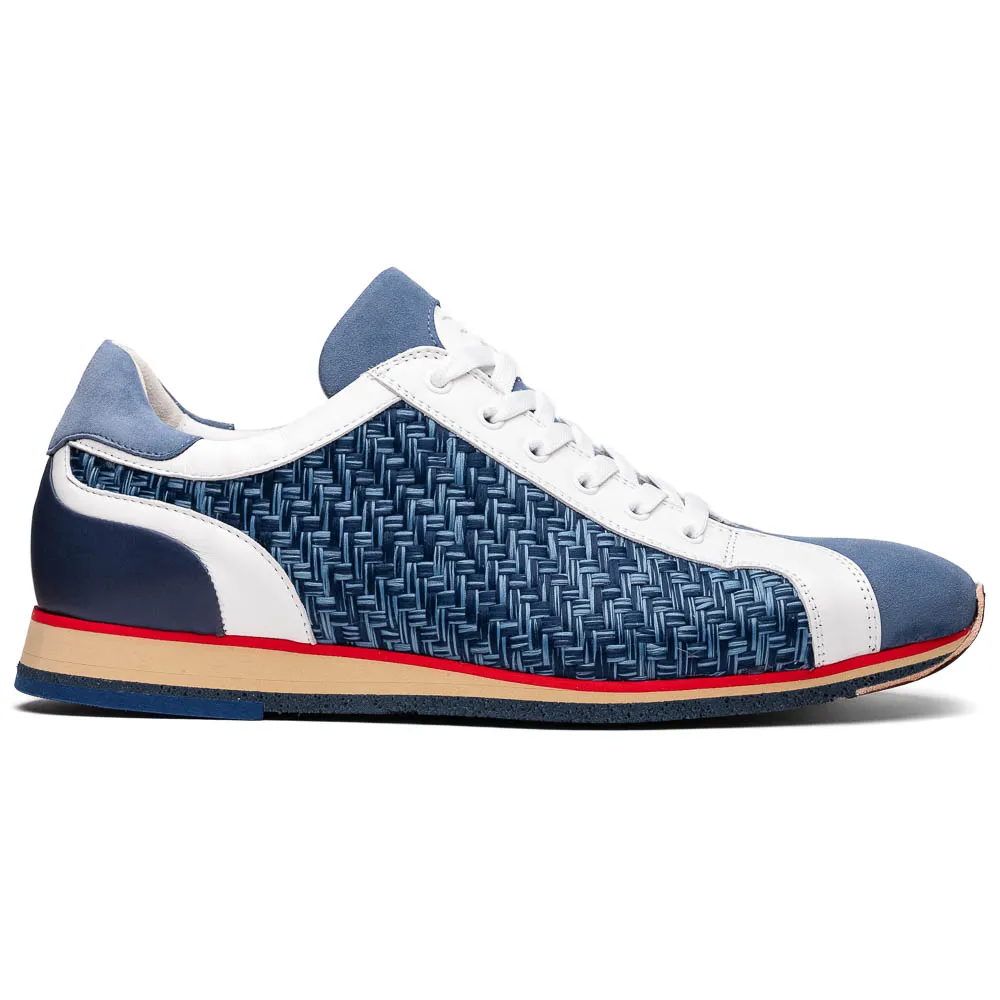 Zelli Ripi Calfskin Hand Weave Sneakers Blue