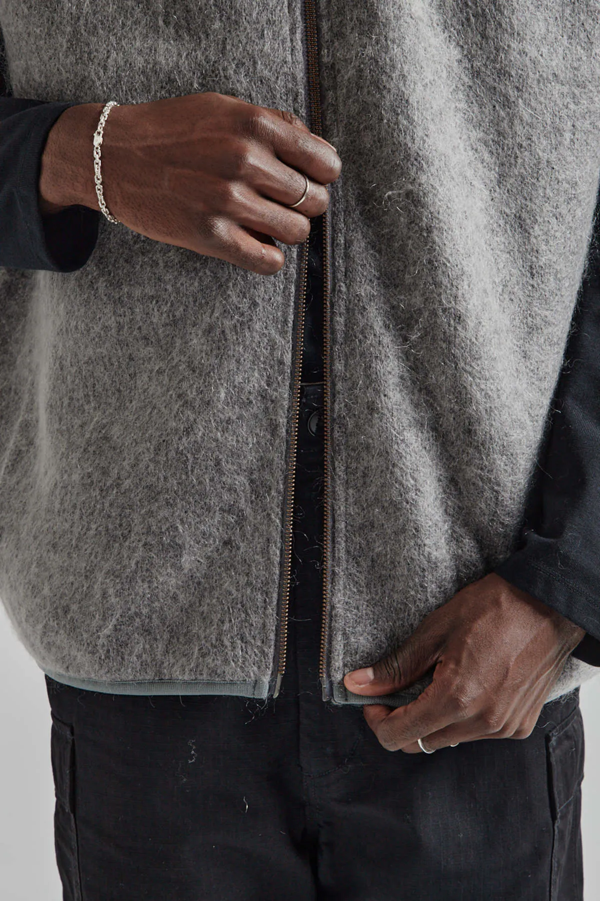 Zip-Up Mohair Vest - Heather Gray