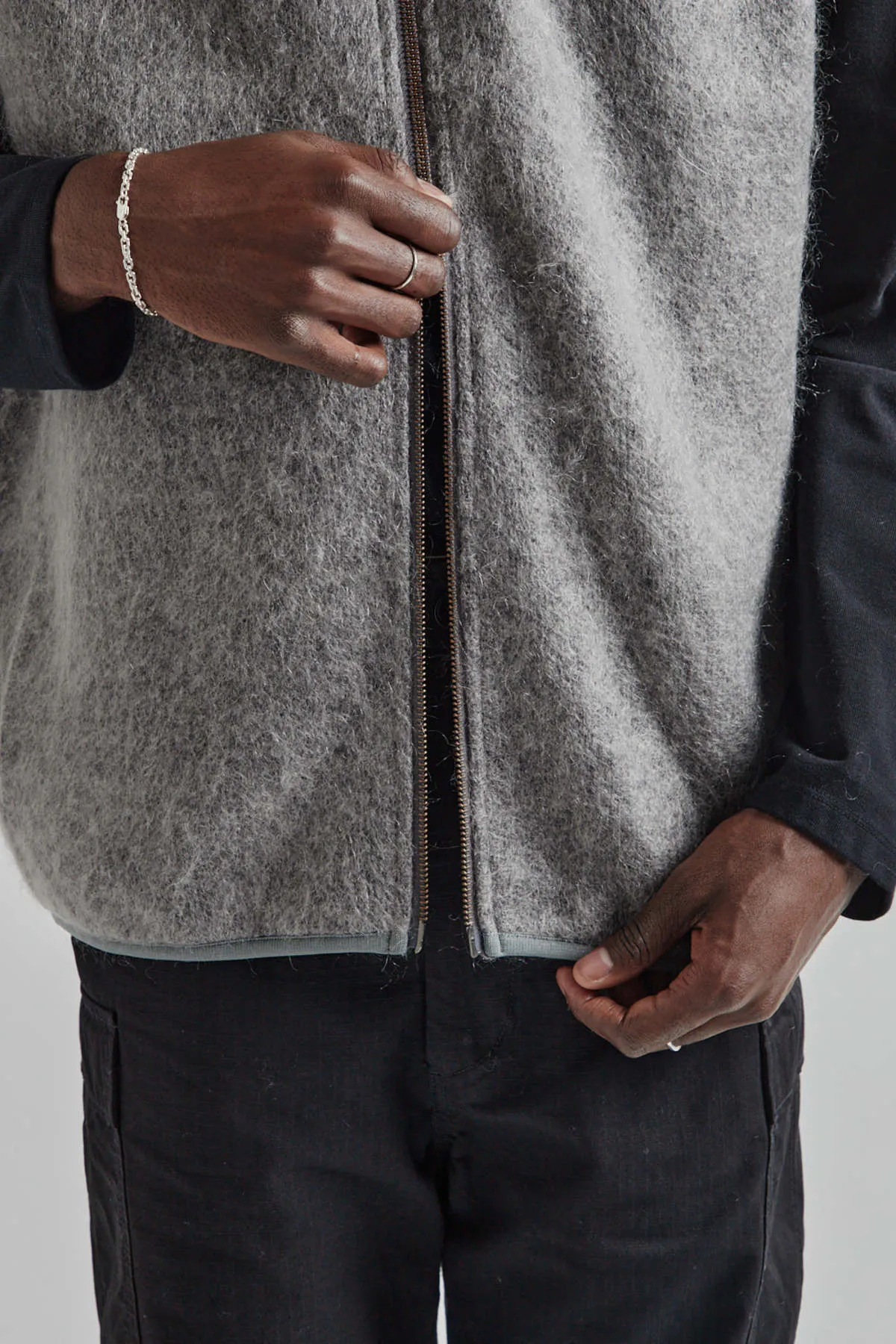 Zip-Up Mohair Vest - Heather Gray