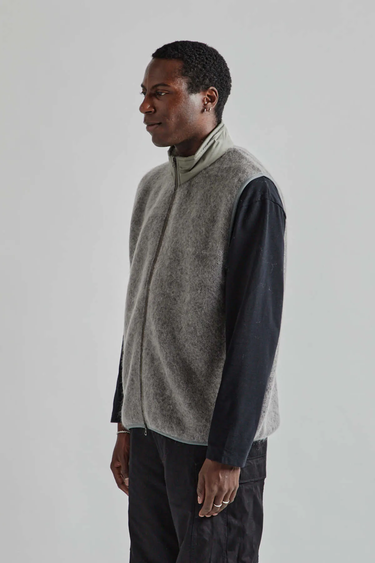 Zip-Up Mohair Vest - Heather Gray