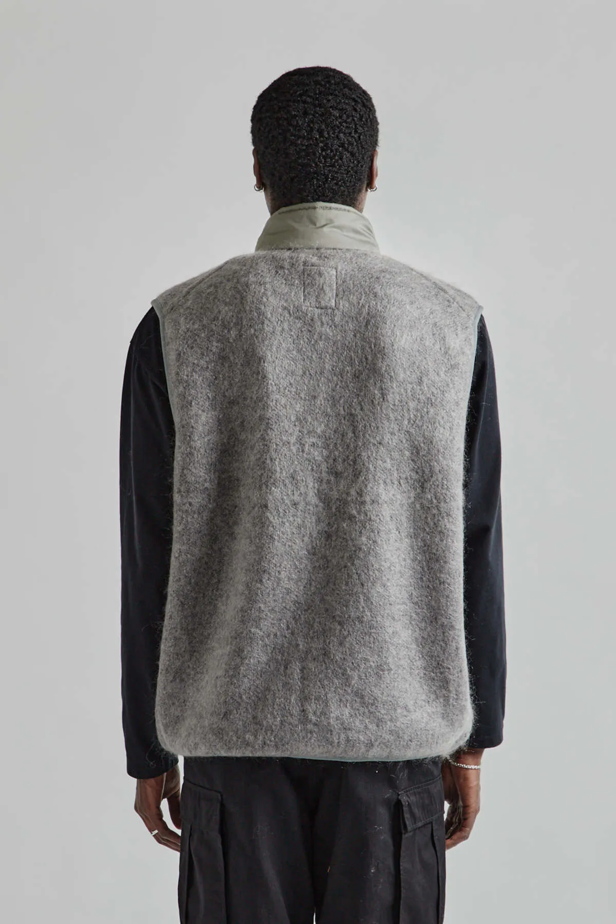 Zip-Up Mohair Vest - Heather Gray