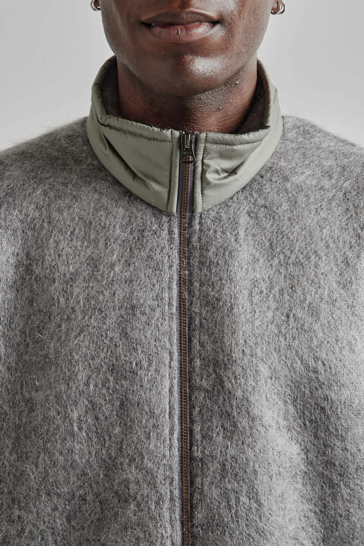 Zip-Up Mohair Vest - Heather Gray